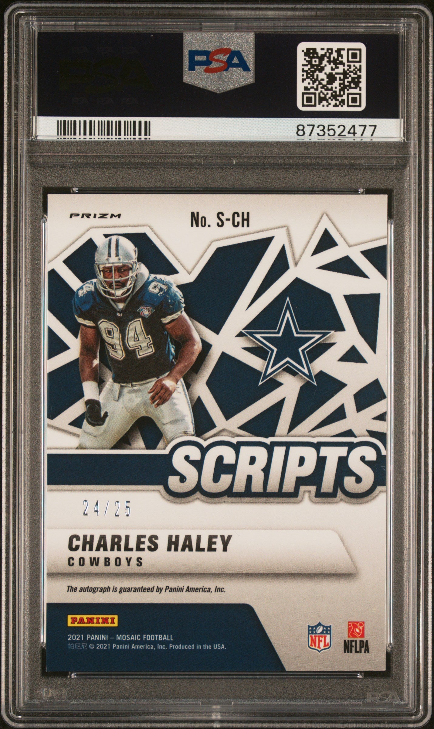 2021 Panini Mosaic Scripts-Gold Charles Haley #S-CH Auto /25 PSA 10