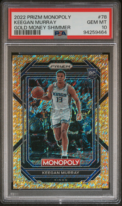 2022-23 Panini Prizm Monopoly Keegan Murray #78 Gold Money Shimmer /500 PSA 10