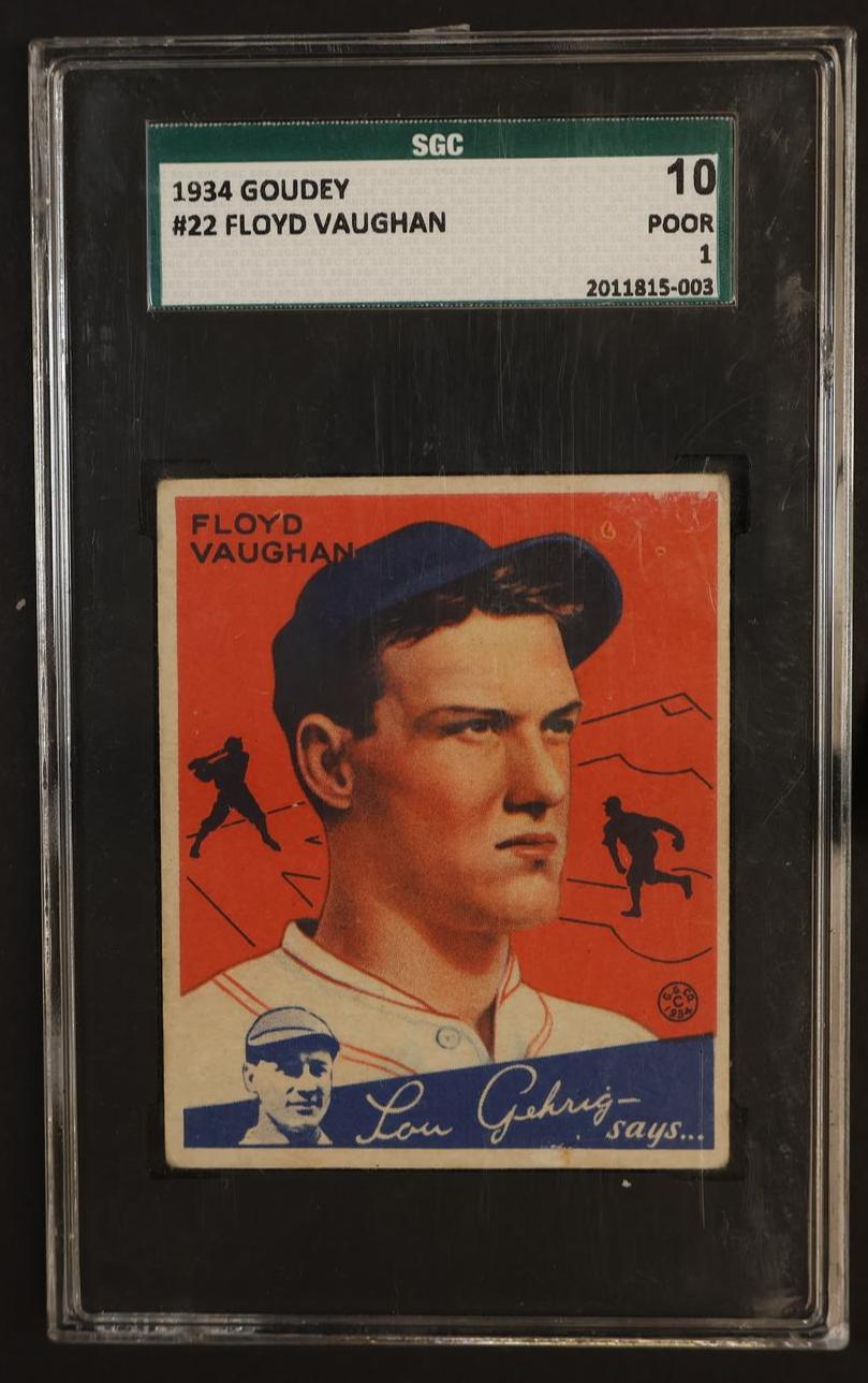 1934 Goudey 22 Floyd Vaughan 1 SGC 10 Poor Pittsburgh Pirates