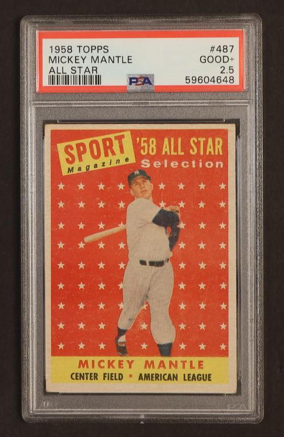 1958 Topps 487 Mickey Mantle All Star PSA 2.5 GOOD+