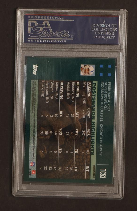 2007 Topps Chrome TC53 Peyton Manning Postseason Highlights Blue PSA 10 Gem Mint Indianapolis Colts