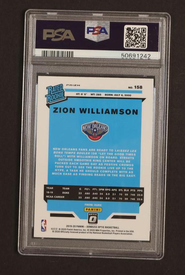2019 Panini Donruss Optic Hyper Pink Zion Williamson #158 RC PSA 9