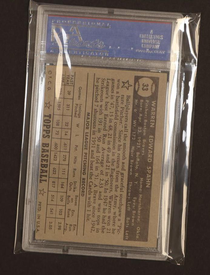 1952 Topps Warren Spahn #33 PSA 4