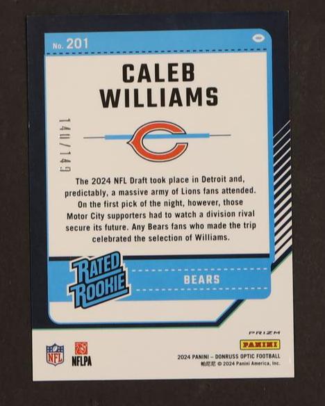 2024 Panini Donruss Optic 201 Caleb Williams Rated Rookie /125 Chicago Bears