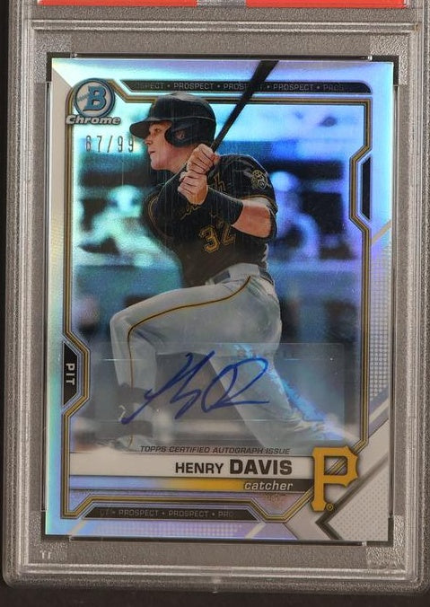 2021 Bowman Draft BDC48 Henry Davis Chrome Autograph /199 PSA 8 NM-MT Pittsburgh Pirates