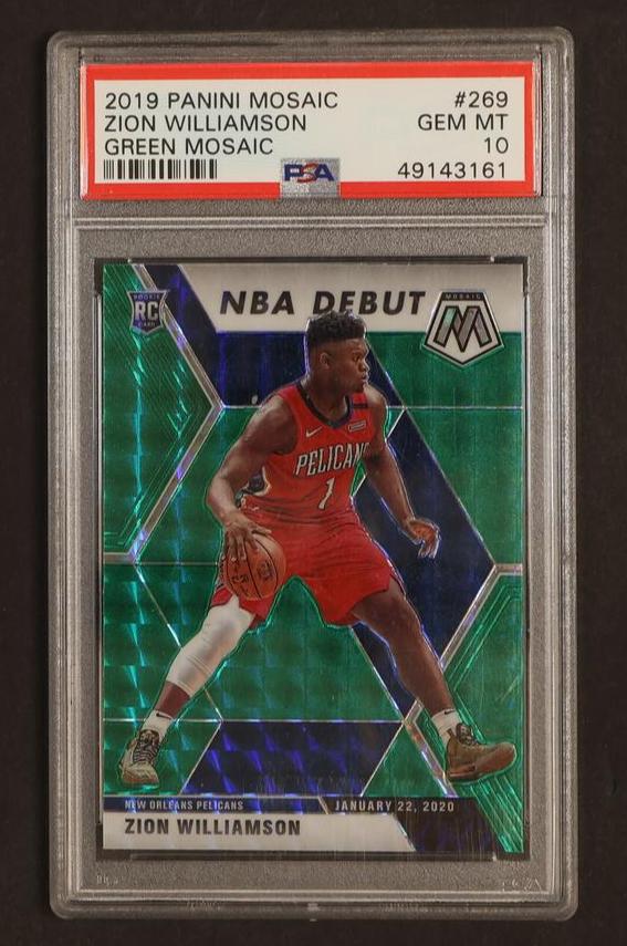 2019 Panini Mosaic NBA Debut Green Mosaic Zion Williamson #269 RC PSA 10