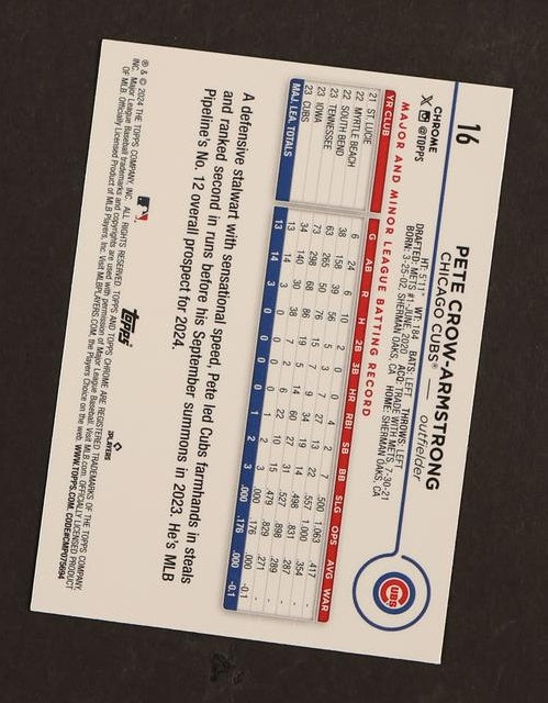 2023 Topps Chrome 16 Pete Crow-Armstrong X-Fractor Rookie Chicago Cubs