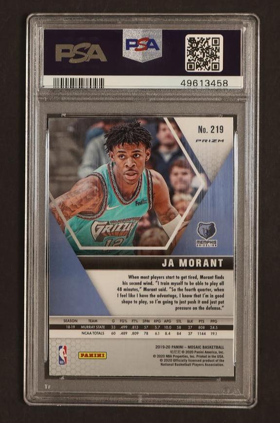 2019 Panini Mosaic Pink Camo Ja Morant #219 RC Prizm PSA 10