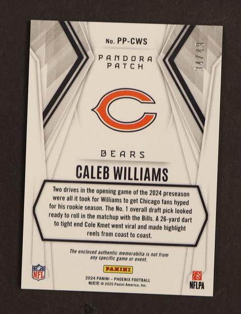 2024 Panini PP-CWS Caleb Williams Pandora Patch Rookie /149 Bears