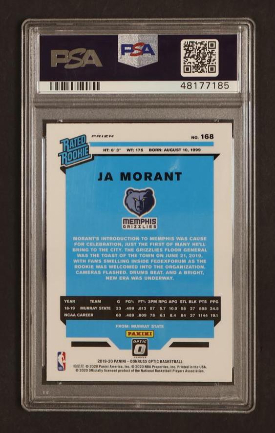 2019 Panini Donruss Optic Hyper Pink Ja Morant #168 RC PSA 10
