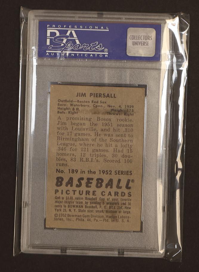 1952 Bowman Jim Piersall #189 PSA 5