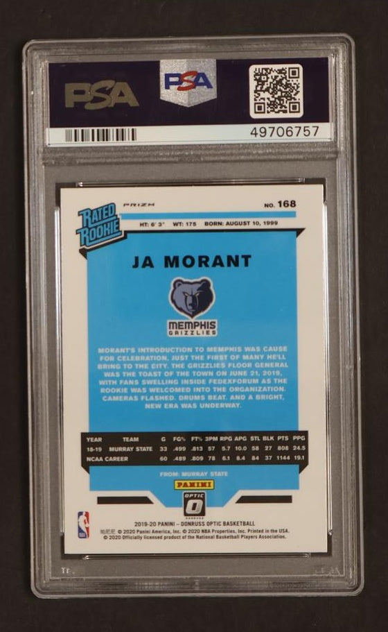 2019 Panini Donruss Optic Hyper Pink Ja Morant #168 RC PSA 10