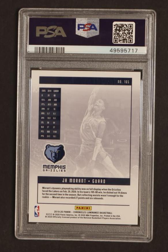 2019 Panini Chronicles Luminance Ja Morant #165 RC PSA 10