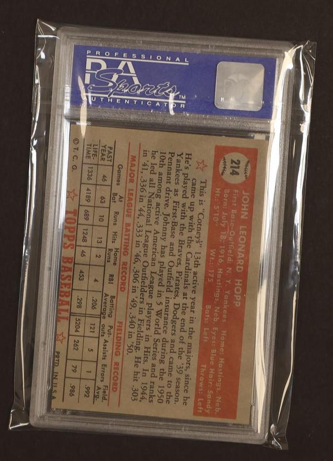 1952 Topps Johnny Hopp #214 PSA 7