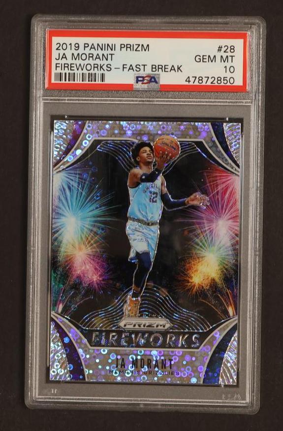 2019 Panini Prizm 28 Ja Morant Fireworks – Fast Break Fast PSA 10 Gem Mint Memphis Grizzlies