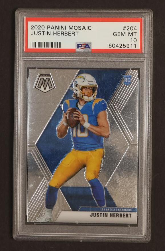 2020 Panini Mosaic Justin Herbert #204 PSA 10