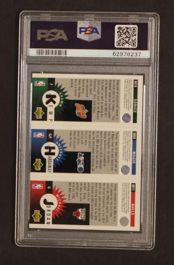 1996 Upper Deck Coll Choice M. Jordan/A. Hardaway/S. Kemp Mini PSA 9 Mint Bulls/Magic/Sonics