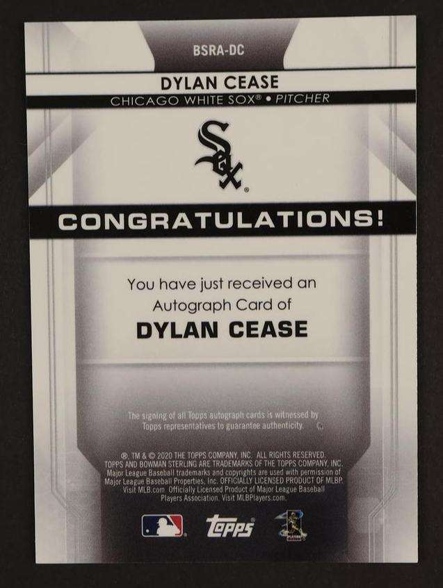 2020 Bowman Sterling Orange Refractor Dylan Cease #BSRA-DC RC Auto /75
