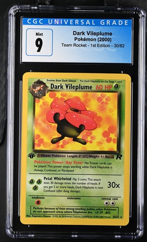 2000 Pokemon #30/82 Dark Vileplume Team Rocket - 1st Edition CGC 9