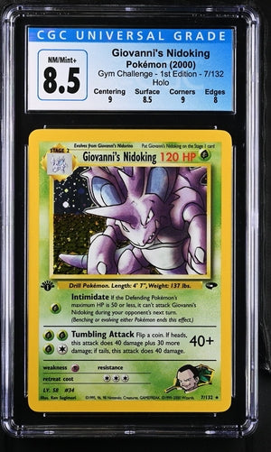 2000 Pokémon Gym Challenge Giovanni's Nidoking #7/132 1st Edition Holo CGC 8.5