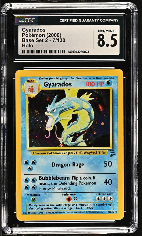 2000 Pokémon Base Set 2 Gyarados #7/130 Holo CGC 8.5
