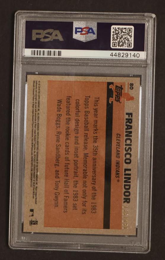 2018 Topps Silver Pack #80 Francisco Lindor '83 Chr. Promo Blue PSA 9 Mint Indians