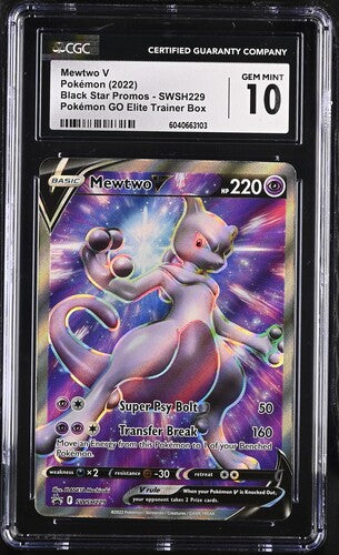 2022 Black Star Promos #SWSH229 Mewtwo V Pokemon GO Elite Trainer Box CGC 10