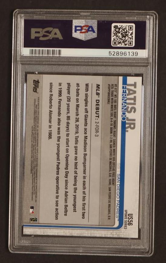2019 Topps Update Fernando Tatis Jr. #US56 RC Rookie Debut PSA 10