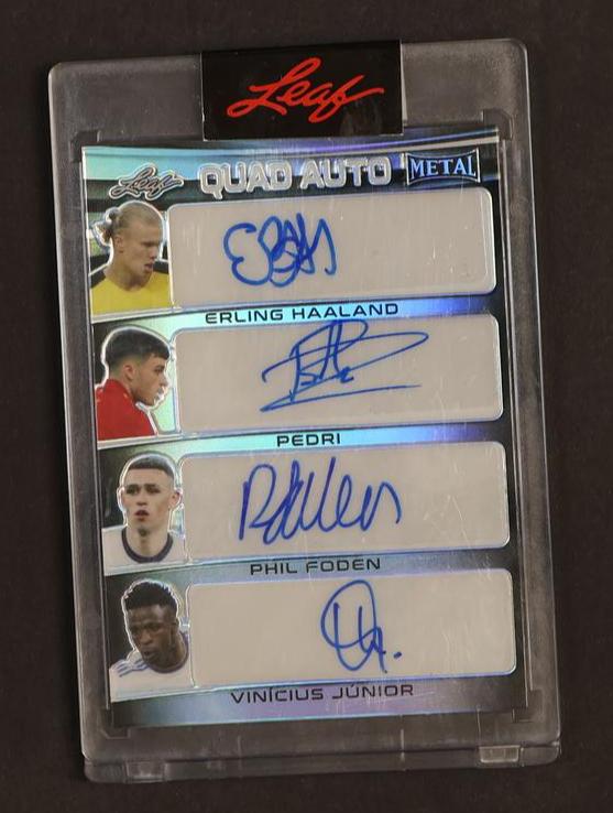2022 Leaf Metal Quad Erling Haaland Pedri Phil Foden Vinicius Jr #QA-04 Auto /5