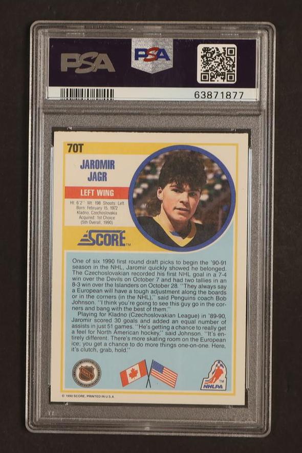 1990 Score Rookie and Traded Jaromir Jagr #70T PSA 10