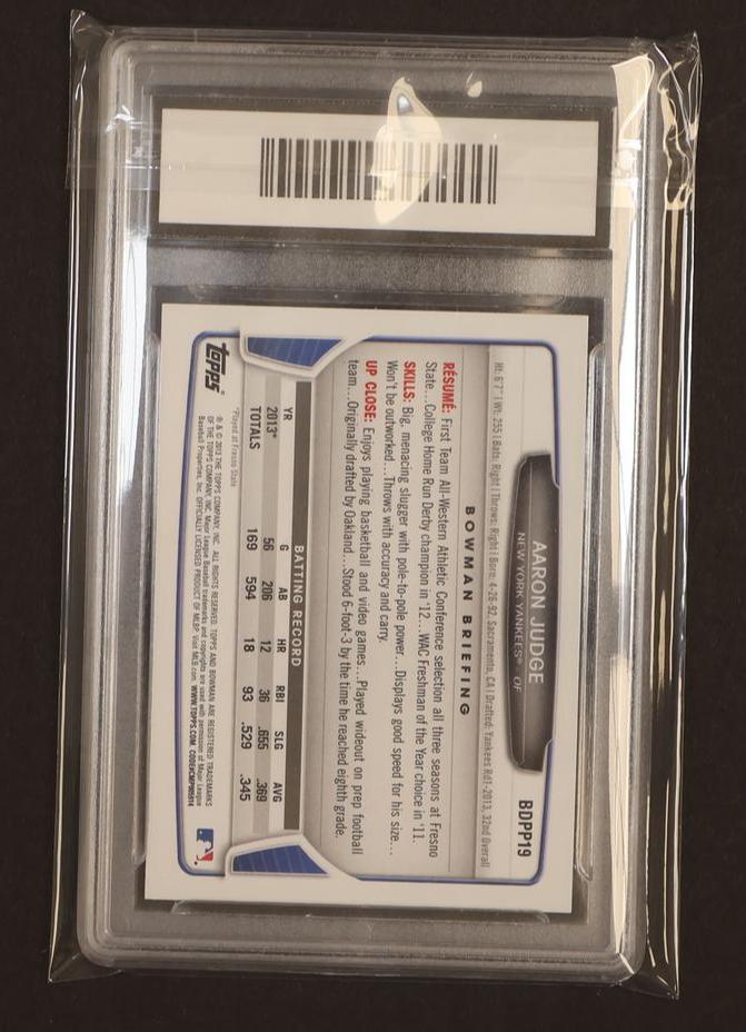 2013 Bowman BDPP19 Aaron Judge Rookie Professional Grading Authority 10 GEM New York Yankees