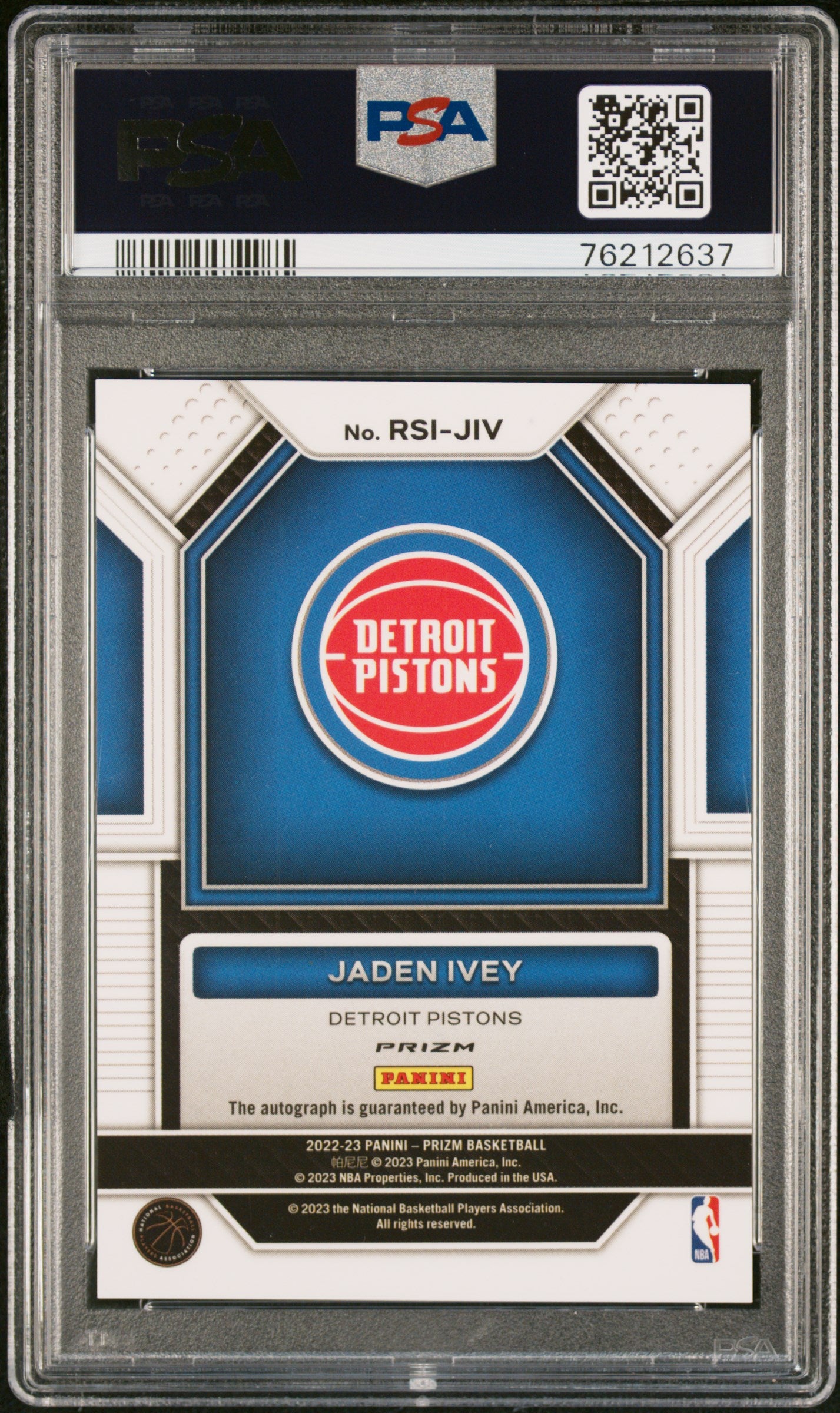 2022 Panini Prizm #RSIJIV Jaden Ivey Rookie Signatures Silver Prizm PSA 9