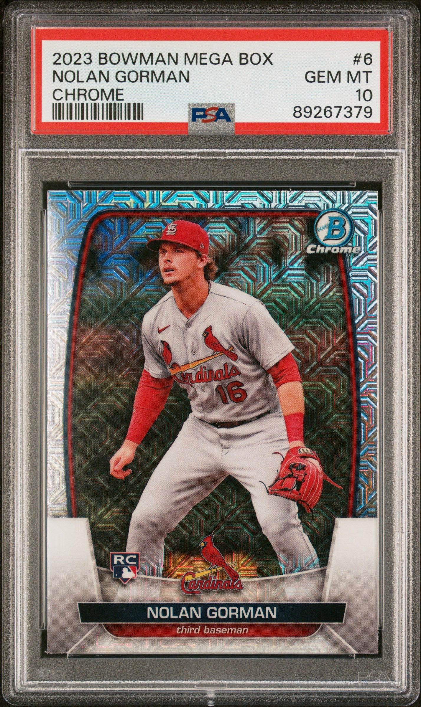 2023 Bowman Mega Box Chrome Nolan Gorman Rookie RC #6 PSA 10