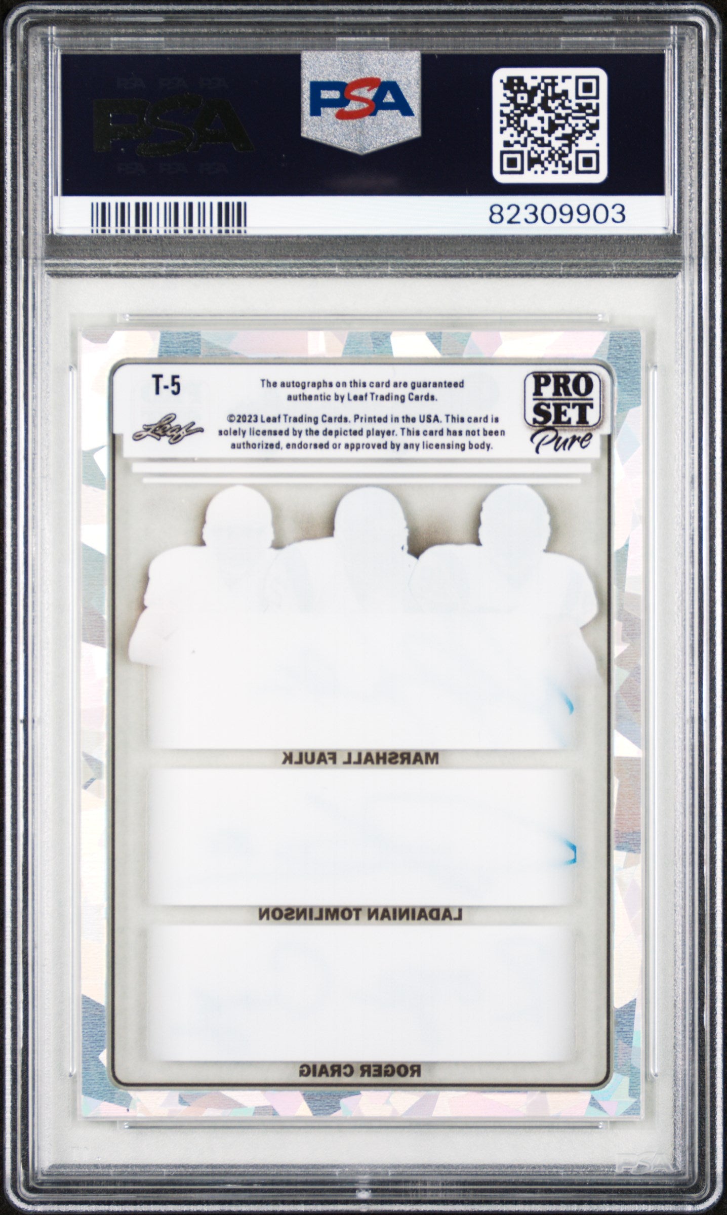 2023 Leaf Pro Set Pure Trio Auto Silv.Ptrn.Spct. Tomlinson/Faulk/Craig /4 PSA 10