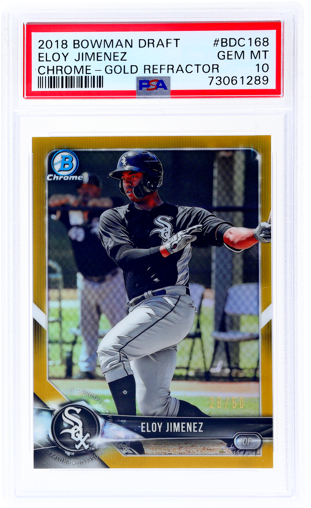 2018 Bowman Draft Chrome Gold Refractor Eloy Jimenez #BDC168 /50 PSA 10