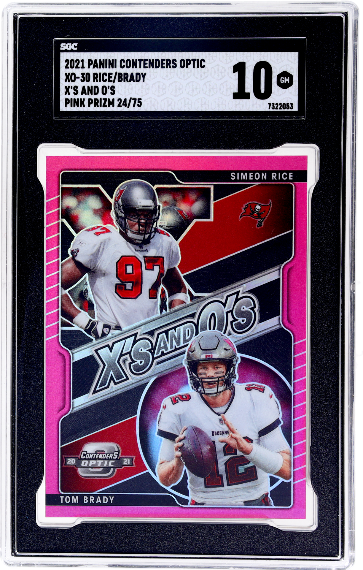 2021 Panini Contenders Optic #XO-30 Rice/Brady X's And O's Pink Prizm 24 SGC 10