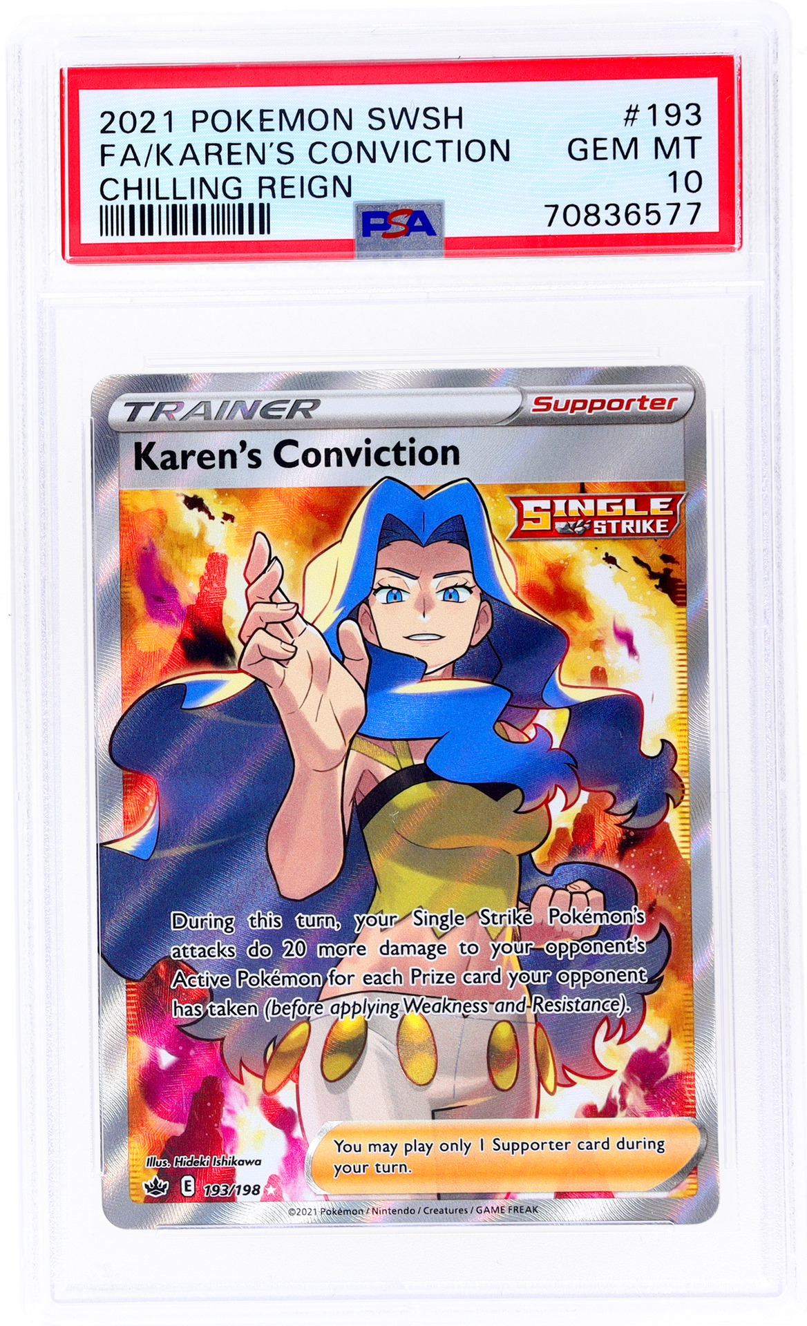 2021 Pokemon Sword and Shield Chilling Reign #193 Karen’S Conviction PSA 10