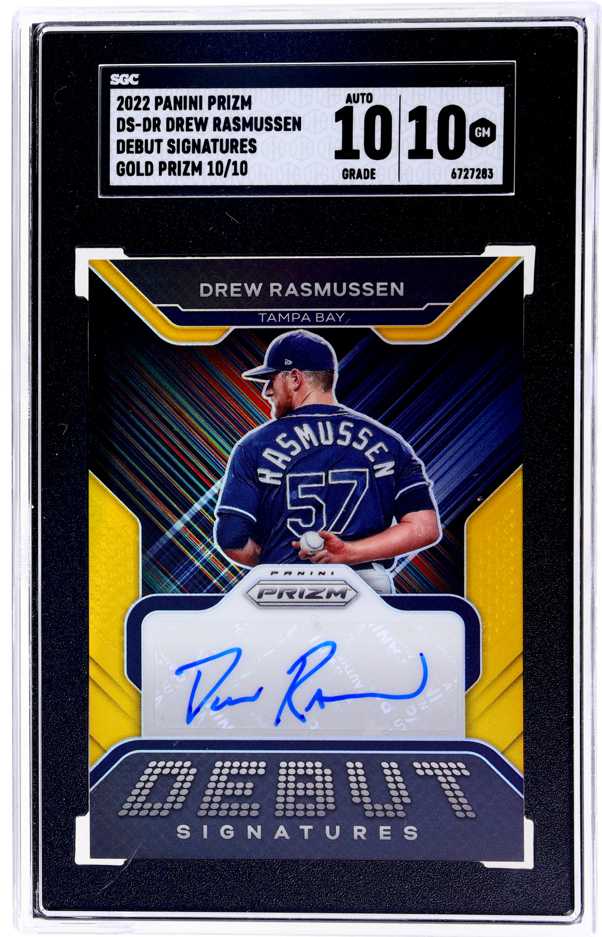 2022 Panini Prizm Debut Signature Gold Prizm Drew Rasmussen #31 /10 SGC 10