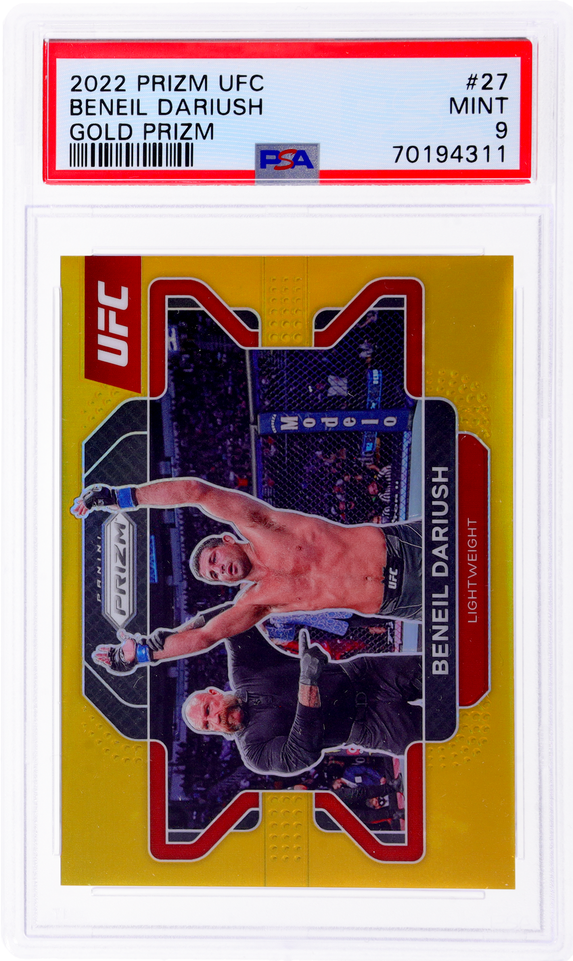 2022 Panini Prizm UFC Gold Prizm Beneil Dariush #27 /10 PSA 9