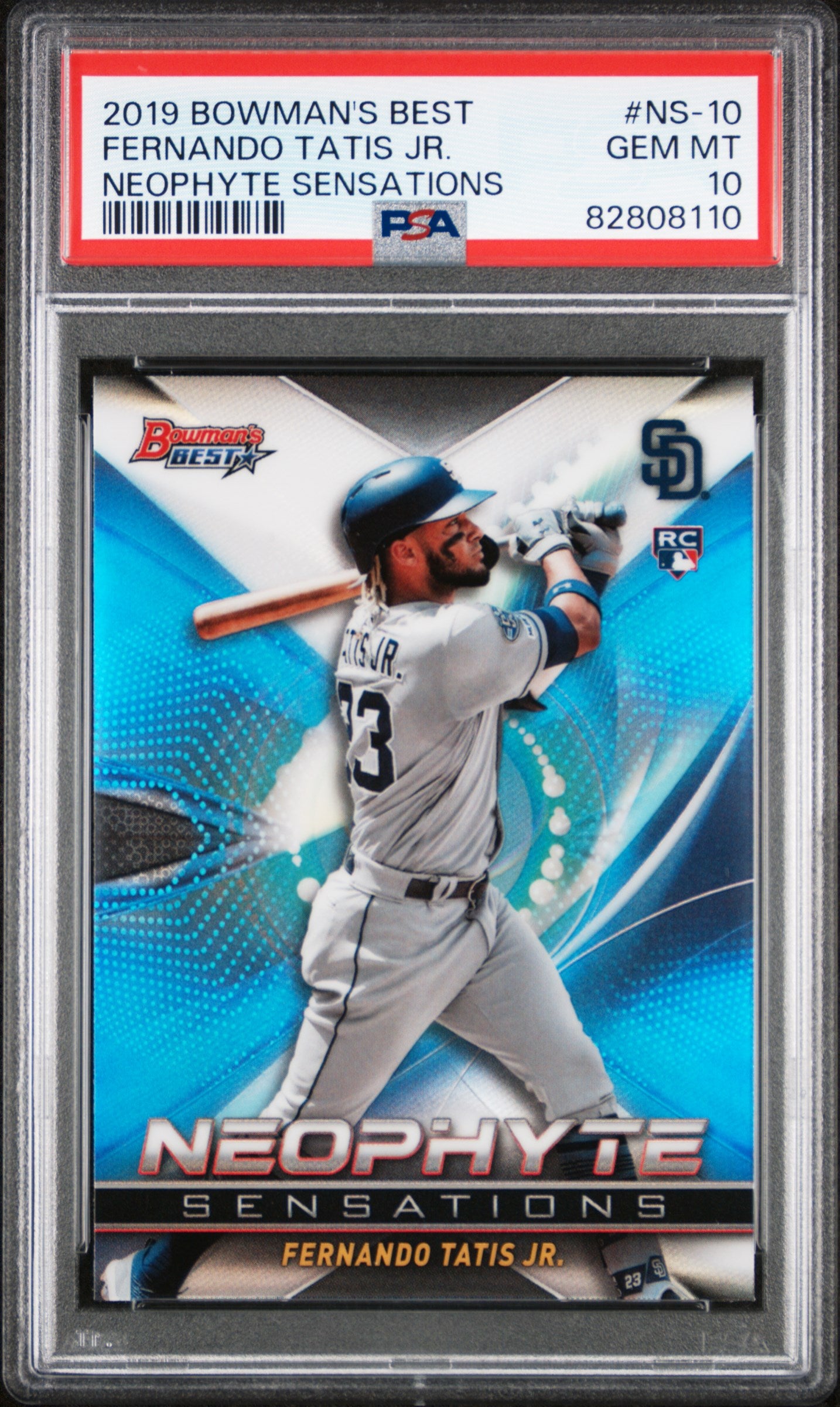 2019 Bowman's Best Neophyte Sensations Refractor Fernando Tatis Jr. #NS10 PSA 10