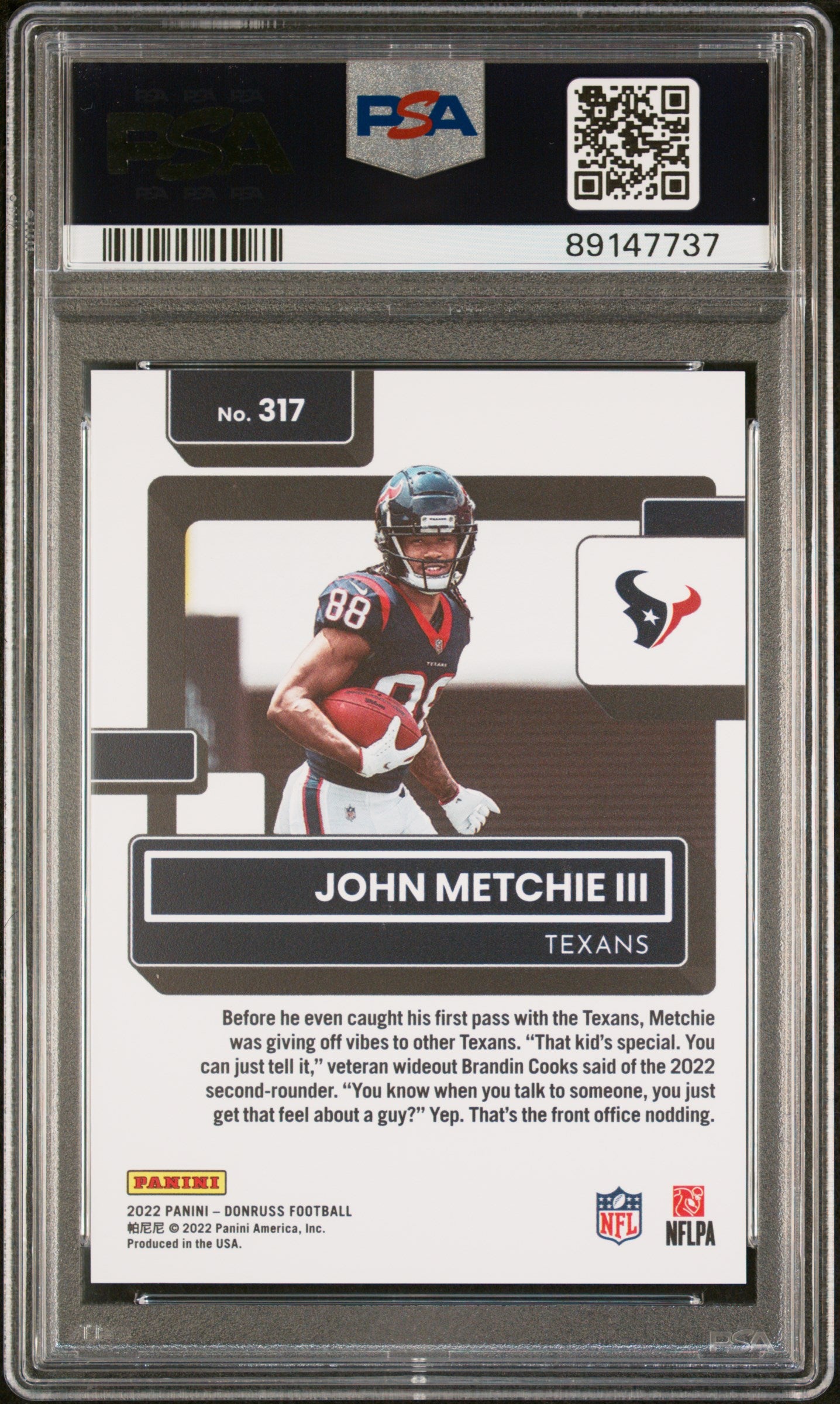 2022 Donruss #317 John Metchie III Press Proof Premium PSA 10