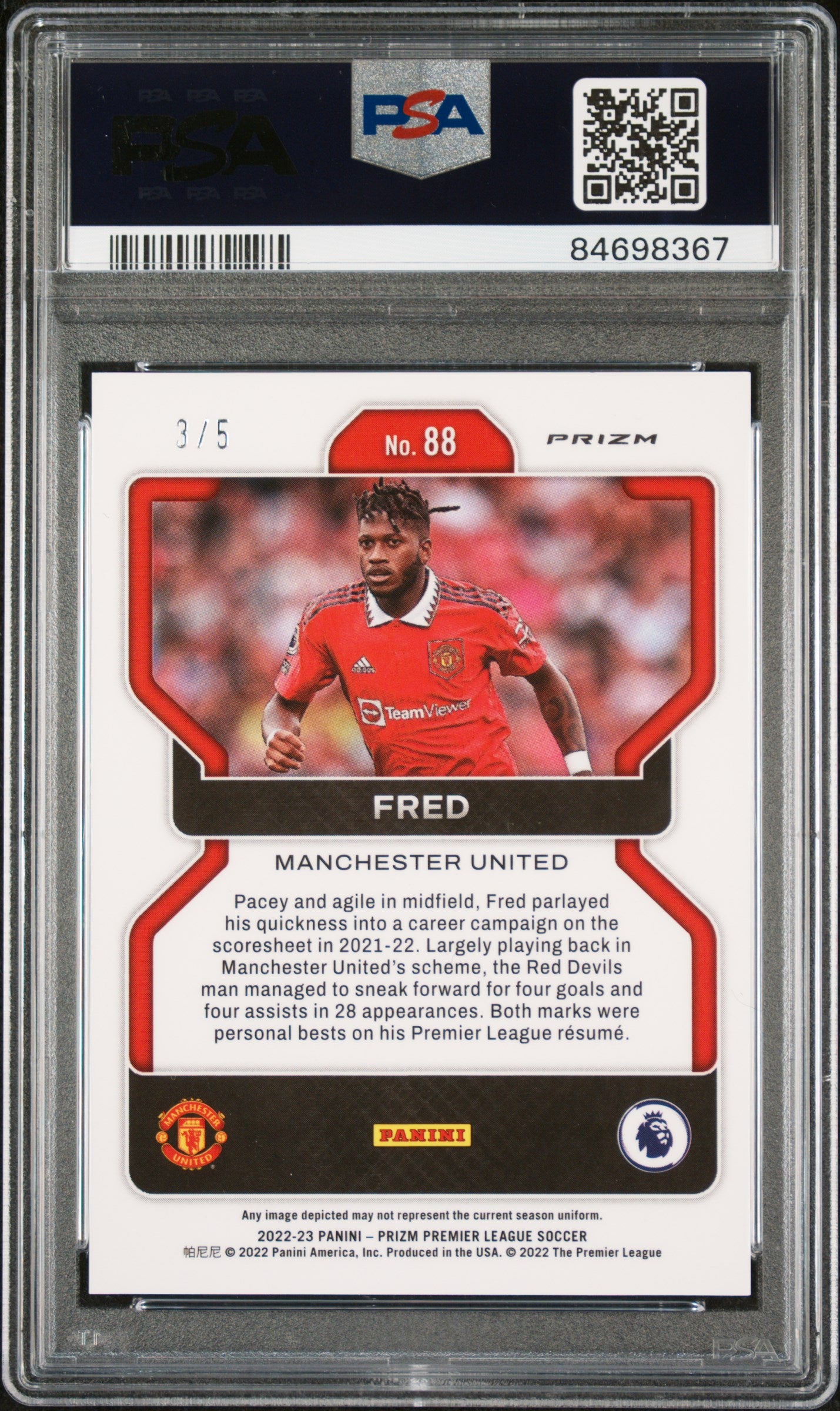 2022 Panini Prizm Premier League #88 Fred Green Choice PSA 9