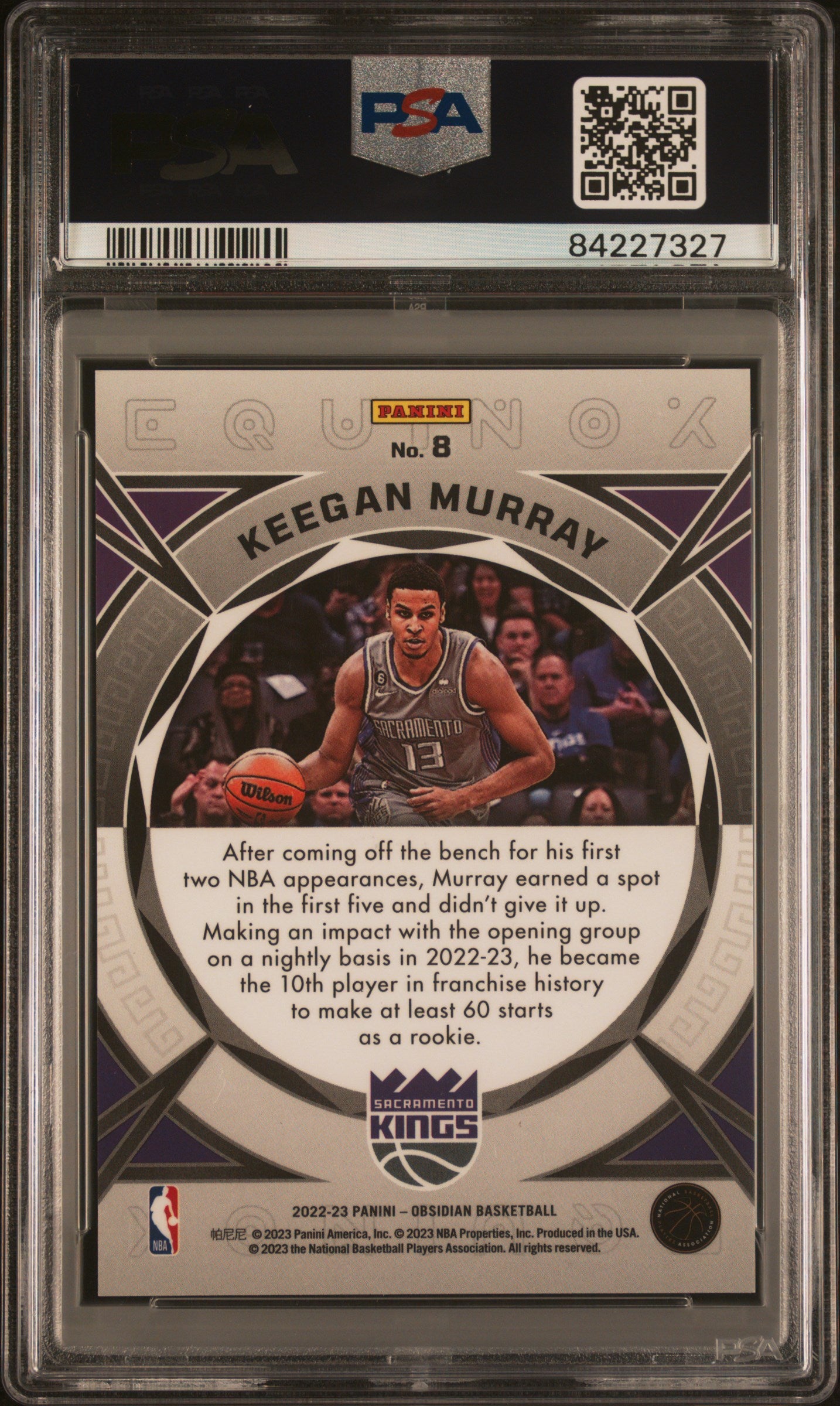 2022 Panini Obsidian Equinox #8 Keegan Murray Electric Etch Red Flood PSA 9