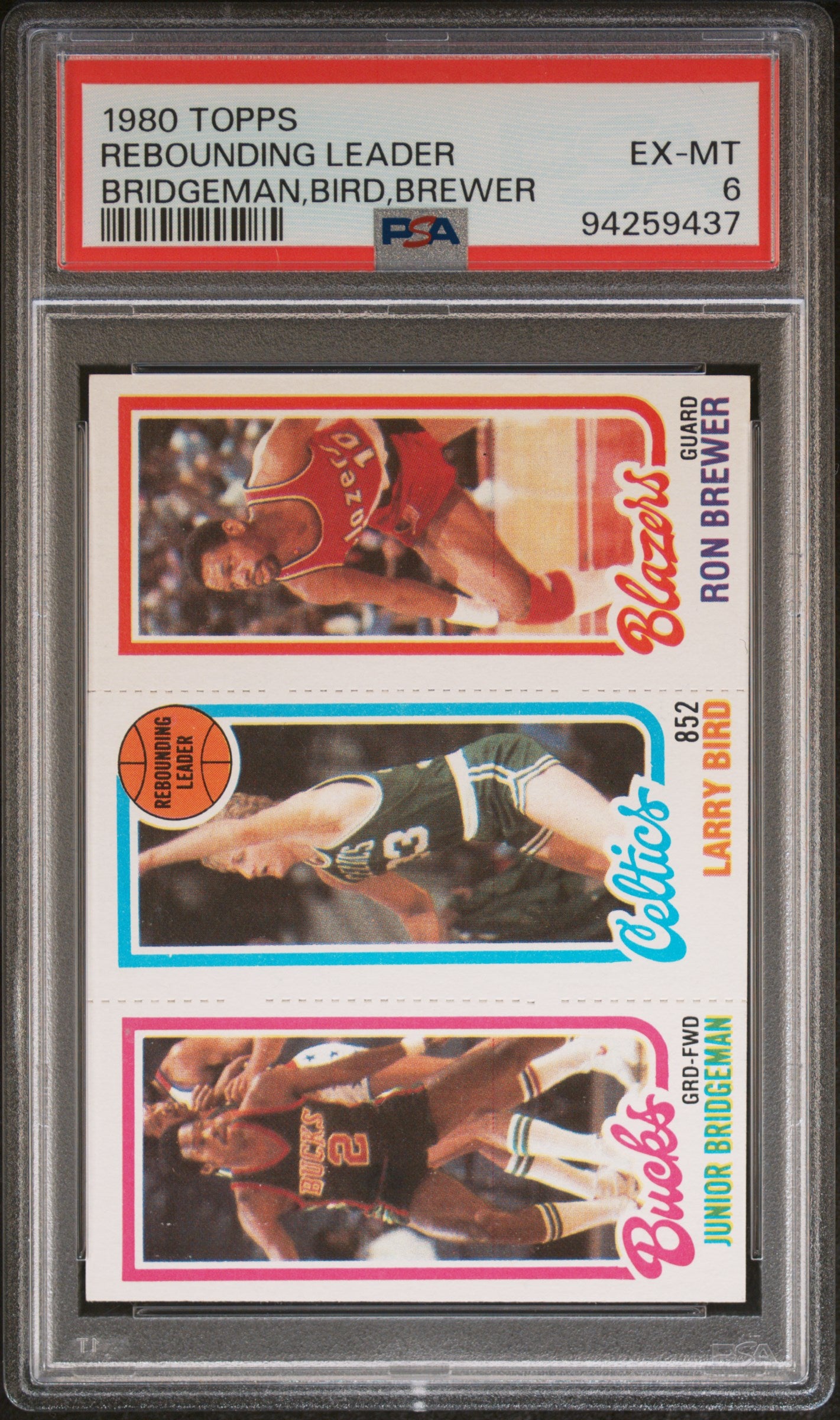 1980 Topps Junior Bridgeman/Larry Bird/Ron Brewer #49 PSA 6