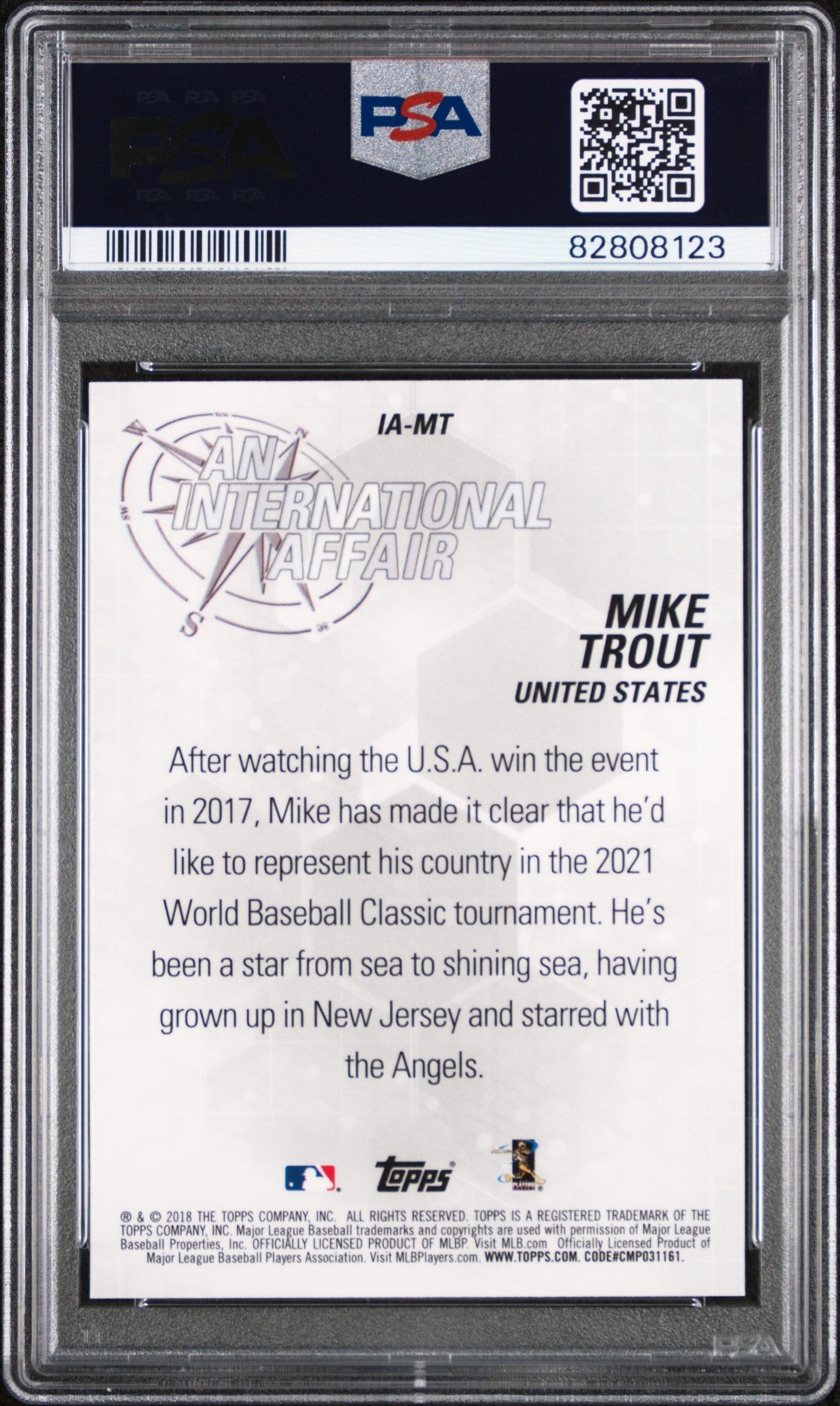 2018 Topps Chrome International Affair Mike Trout #IA-MT PSA 10