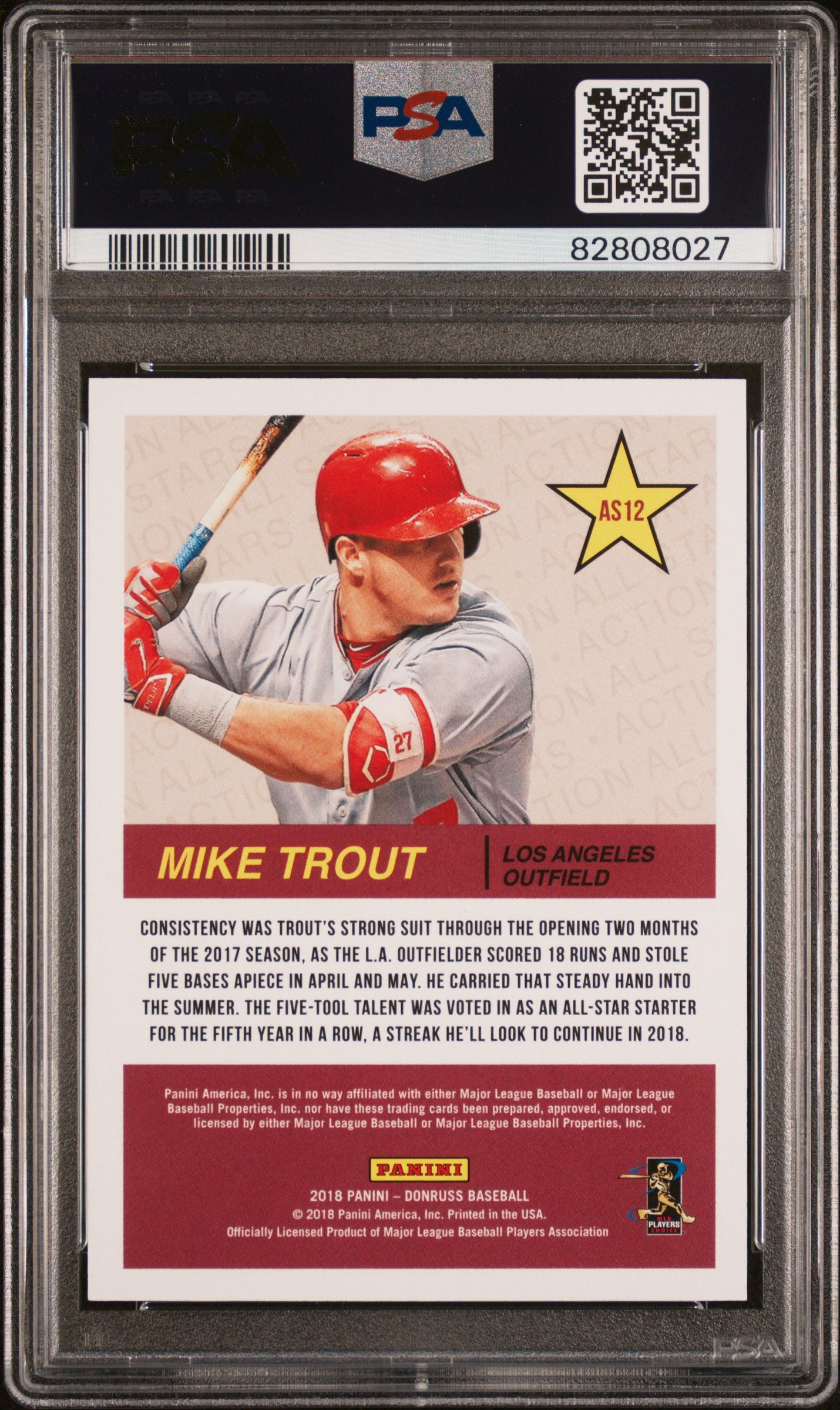 2018 Panini Donruss All-Stars Silver Mike Trout #AS12 /349 PSA 10