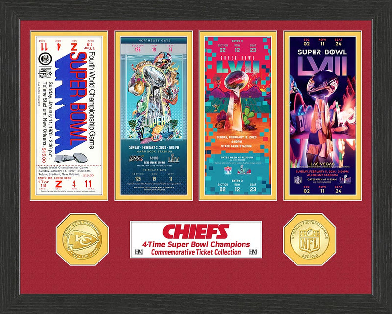 Highland Mint Kansas City Chiefs 4-Time Super Bowl Champions Ticket Collection Bronze Coin Photo Mint