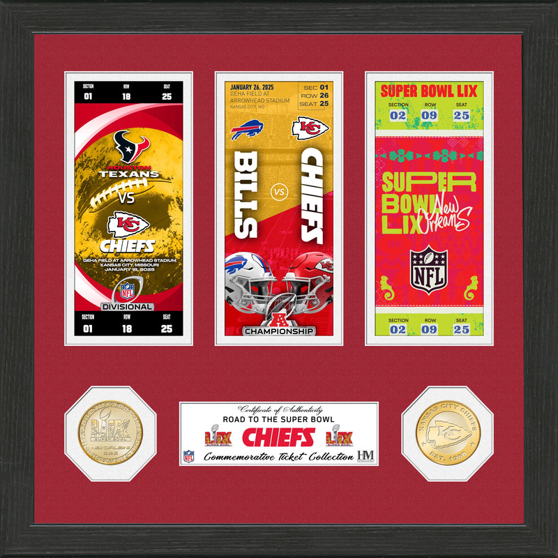 Highland Mint Kansas City Chiefs Road to Super Bowl LIX Ticket and Bronze Coin Photo Mint