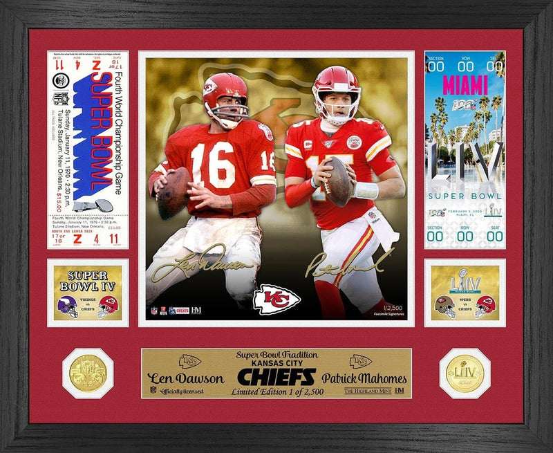 Highland Mint Kansas City Chiefs Len Dawson Patrick Mahomes Super Bowl Bronze Coin Photo Mint - Limited Edition /2,500