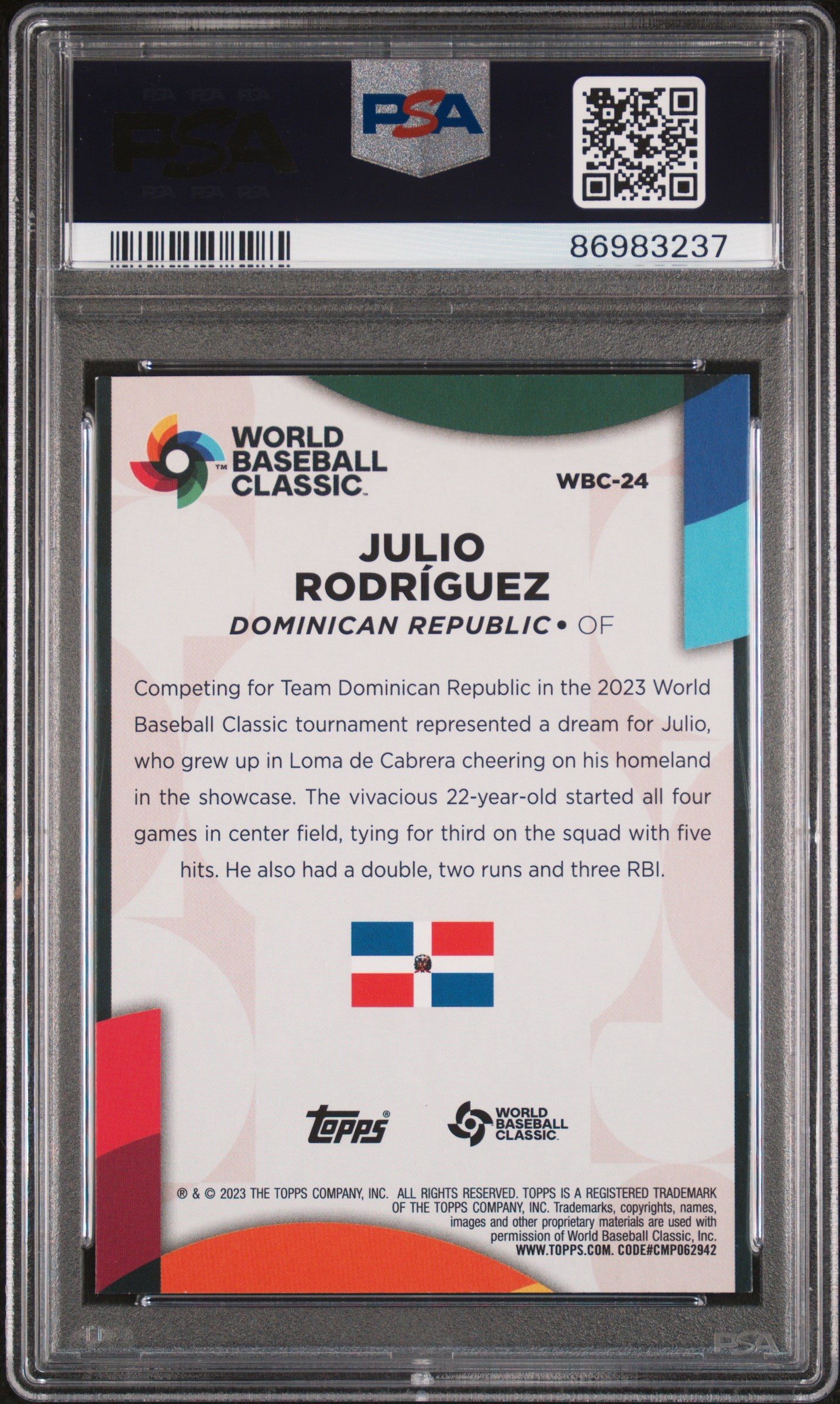 2023 Topps 2023 World Baseball Classic Stars #WBC24 Julio Rodriguez Gold PSA 9